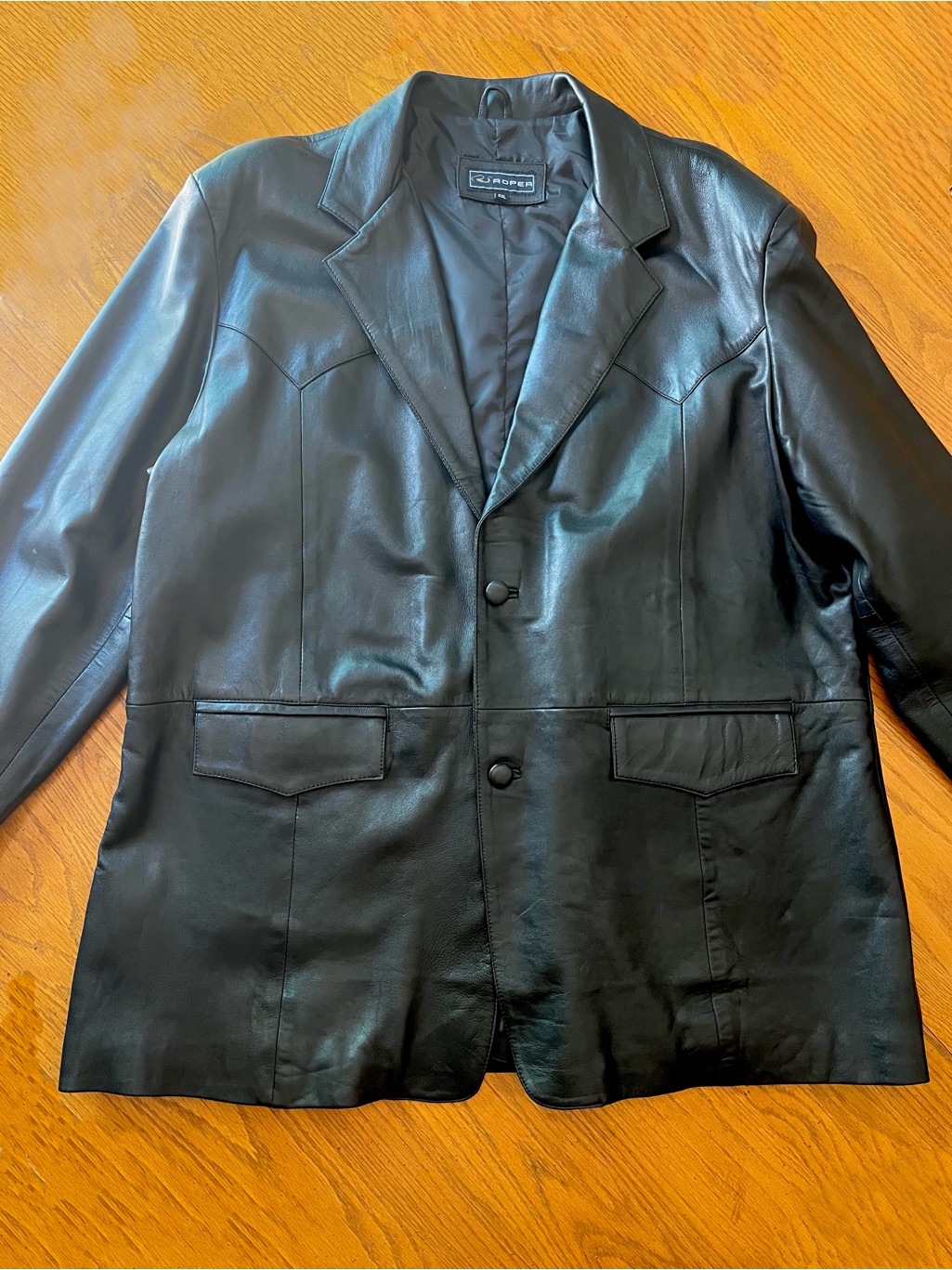 Roper Men’s Black Lambskin Leather Jacket 52l